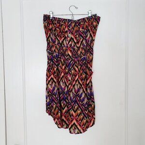 NWT Forever 21 Strapless Summer Dress Geometric Boho Beach Pockets L